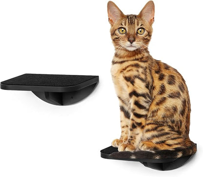2-Piece Cat Wall Steps with Grey Felt Pads, Floating Cat Wall Perches and by PELUOMOZ