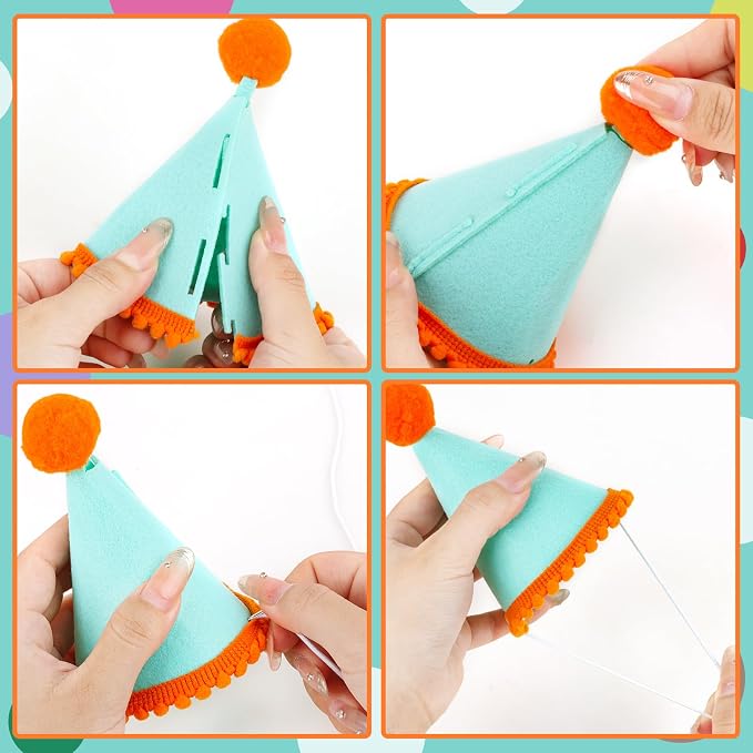 Hxezoc 10 Pcs Mini Birthday Party Hats Multicolor Lovely Crimping Cone Hats - Image 6
