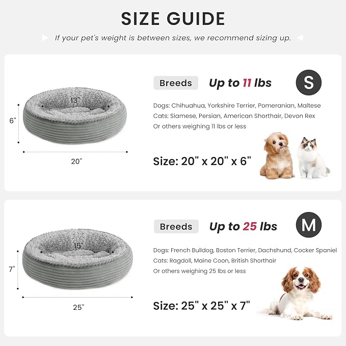 Love's cabin Round Donut Cat and Dog Cushion Bed, 25in Pet Bed - Image 4