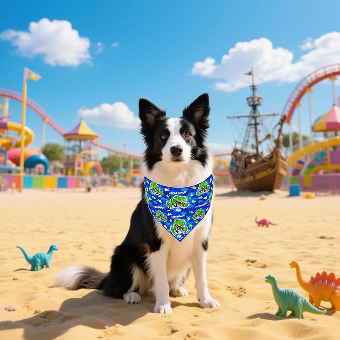 30 Pack Large Dinosaurs Dog Bandanas Stitch Dog Bandana Bulk Reversible Print - Image 7