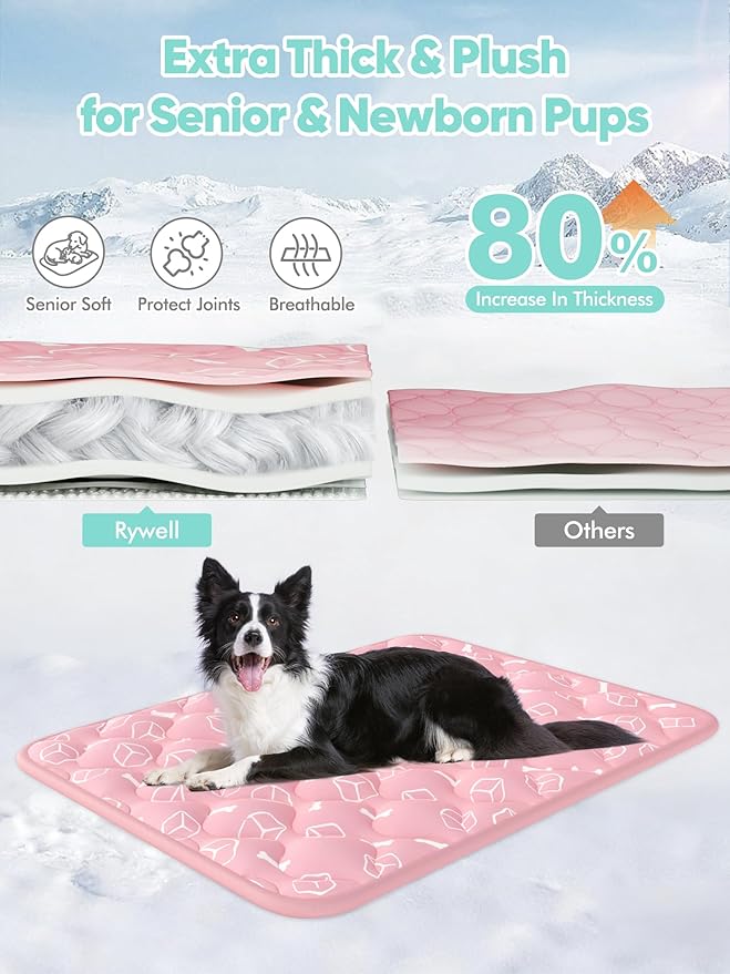 Rywell Dog Cooling Mat 2.0, Soft Blush Pink, Long-Lasting Cool - Image 5