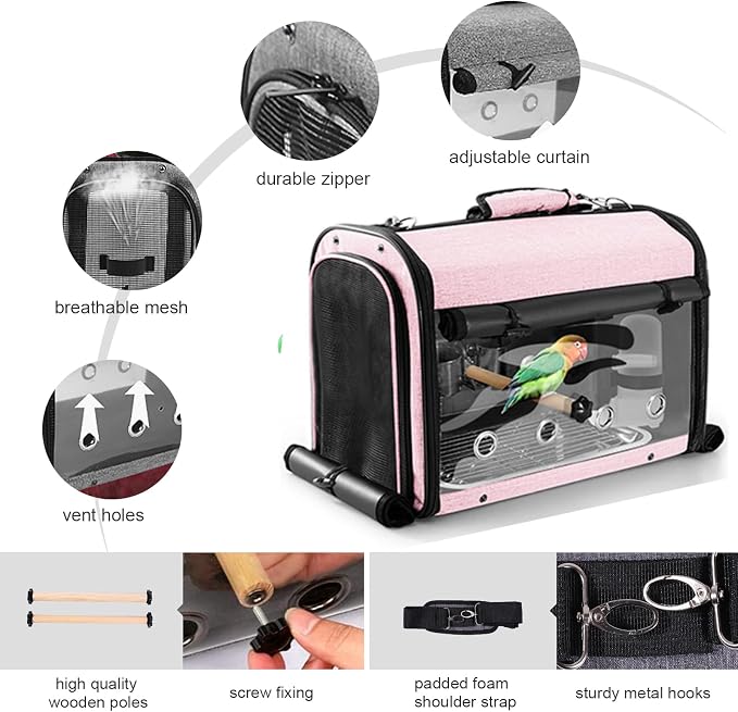 Sanmoncare Bird Carrier Bag Cockatiel Travel Cage - Image 2