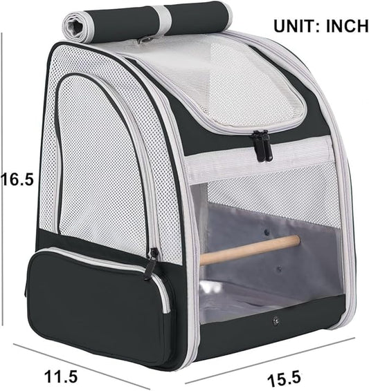 Bird Backpack Carrier with Stand Perch, Bird Travel Backpack - Image 2