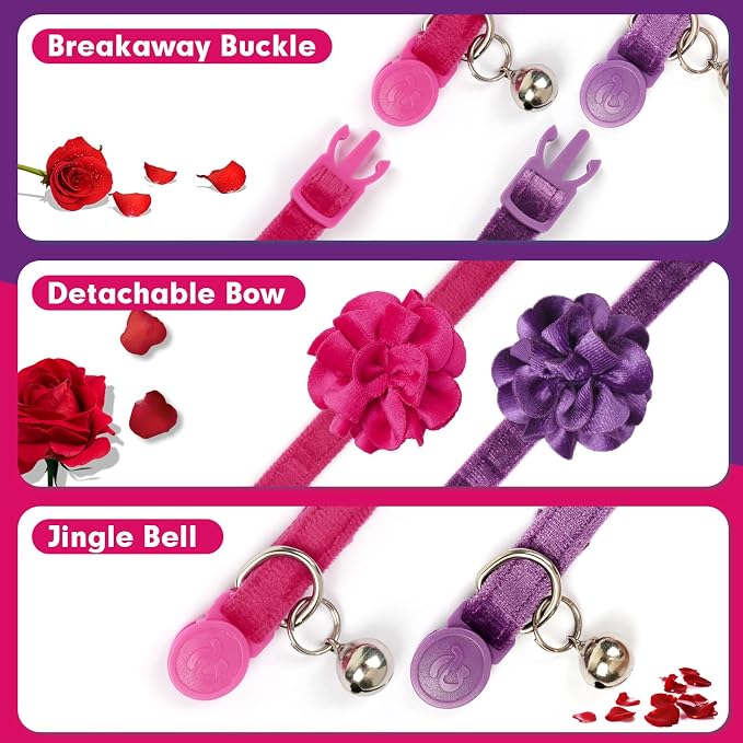 azuza 2 Pack Cat Collar Floral - Image 3
