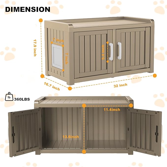 Cat Litter Box Enclosure Resin Hidden Cat Litter Box Furniture Multi-Functional - Image 5