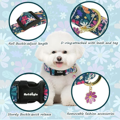 Dog Collar for Extra Small Dogs, Spring Dark Green Dog Collars - Image 2