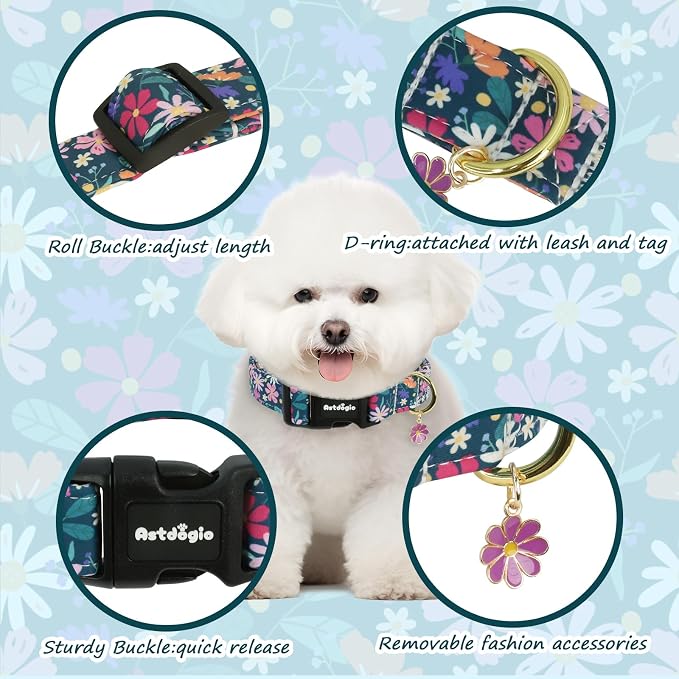 Dog Collar for Medium Dogs, Spring Dark Green Dog Collars - Image 2