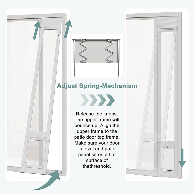 Doggie Door for Sliding Glass Doors, Adjustable Height 76 1/8"-80 7/8" Aluminum - Image 6