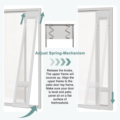 Doggie Door for Sliding Glass Doors, Adjustable Height 76 1/8"-80 7/8" Aluminum - Image 6