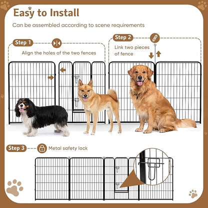 DUMOS Dog Playpen Indoor, Metal 24 Inch 16 Panels Foldable Pet Fence - Image 5