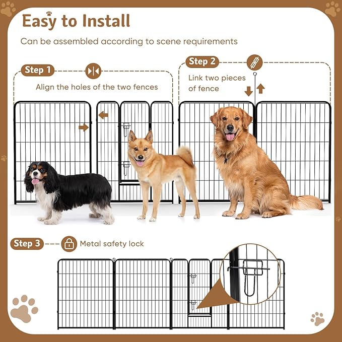 DUMOS Dog Playpen Indoor, Metal 40 Inch 8 Panels Foldable Pet Fence - Image 5
