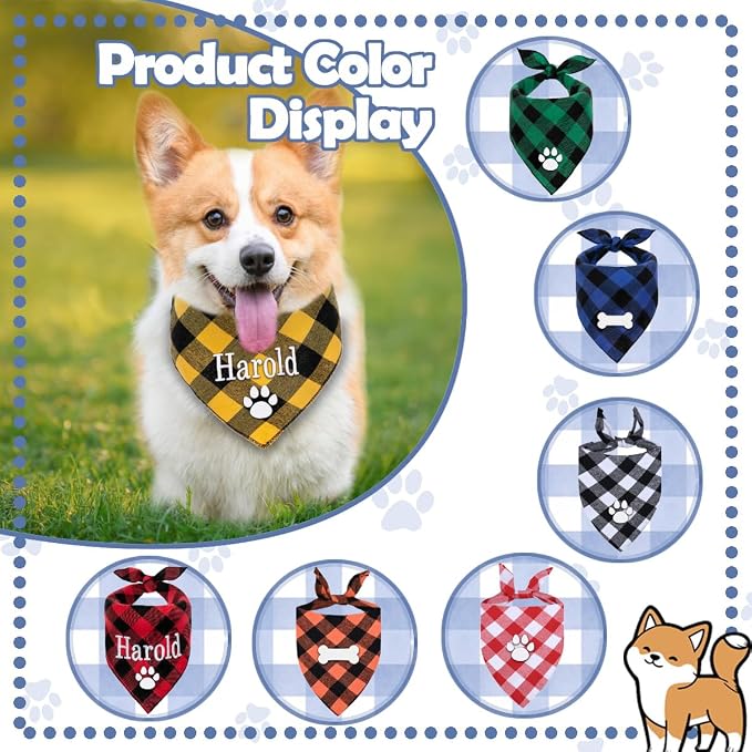 Personalized Dog Bandana Embroidered Name Custom Neckwear Dog Scarf Triangle - Image 5