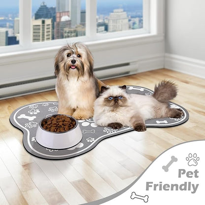 Dog Cat Food Mat, Rapid Absorbent Pet Feeding Placemat, Bone Shaped - Image 7