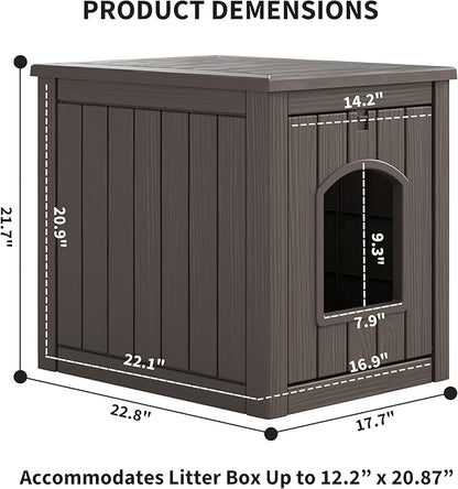 Litter Box Enclosure, Waterproof & Weatherproof Plastic Cat House - Image 2