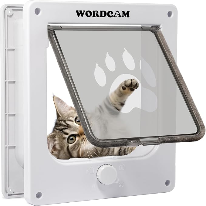 Wordcam Medium Cat Door Flap, 4 Way Locking Cat Door by Wordcam
