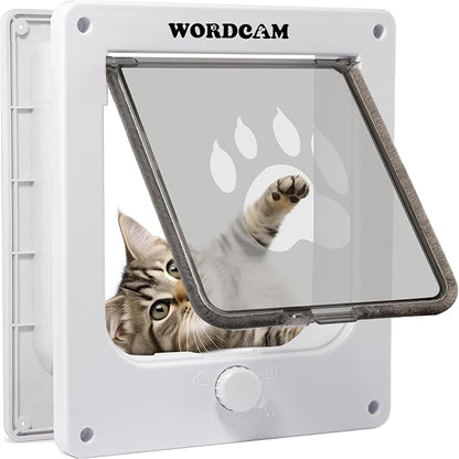 Wordcam Medium Cat Door Flap, 4 Way Locking Cat Door by Wordcam