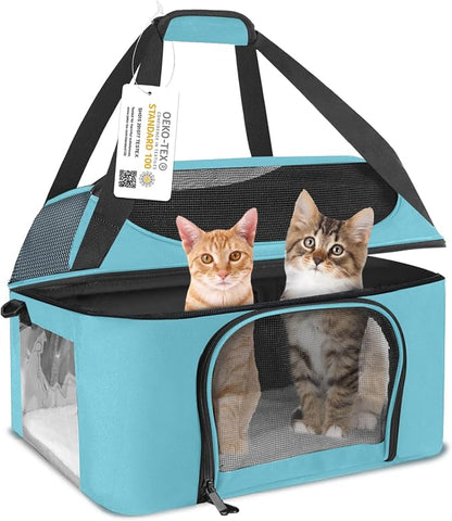 Large Cat Carrier for 2 Cats Safe Soft Side Pet Carrier for Dog Collapsible by Bejibear