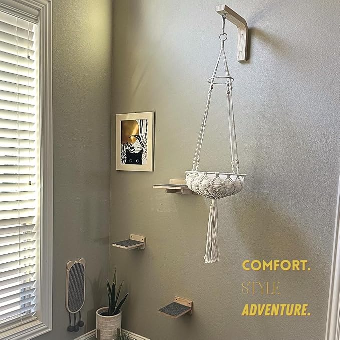Modern Cat Wall Furniture Set – 5-Piece Hanging Shelves - Image 7