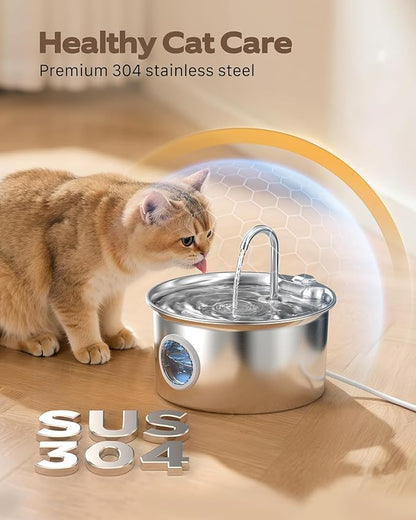 Pet Water Fountain Stainless Steel: Mental Cat Water Fountains - 88oz/2.6L - Image 2