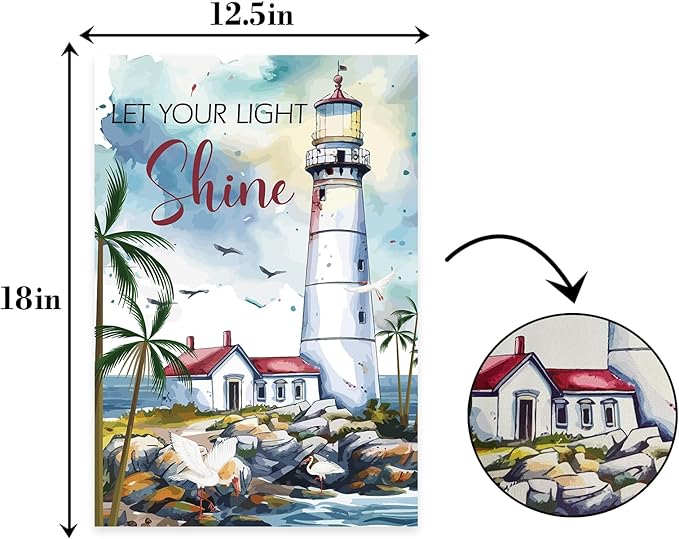 Bible Verse Let Your Light Shine Garden Flag, Beach Coastal Lighthouse - Image 2