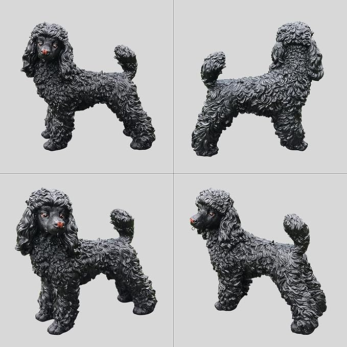 Poodle Statue Outdoor Decorations – Outdoor Dog Statue Standing Black Poodle - Image 8