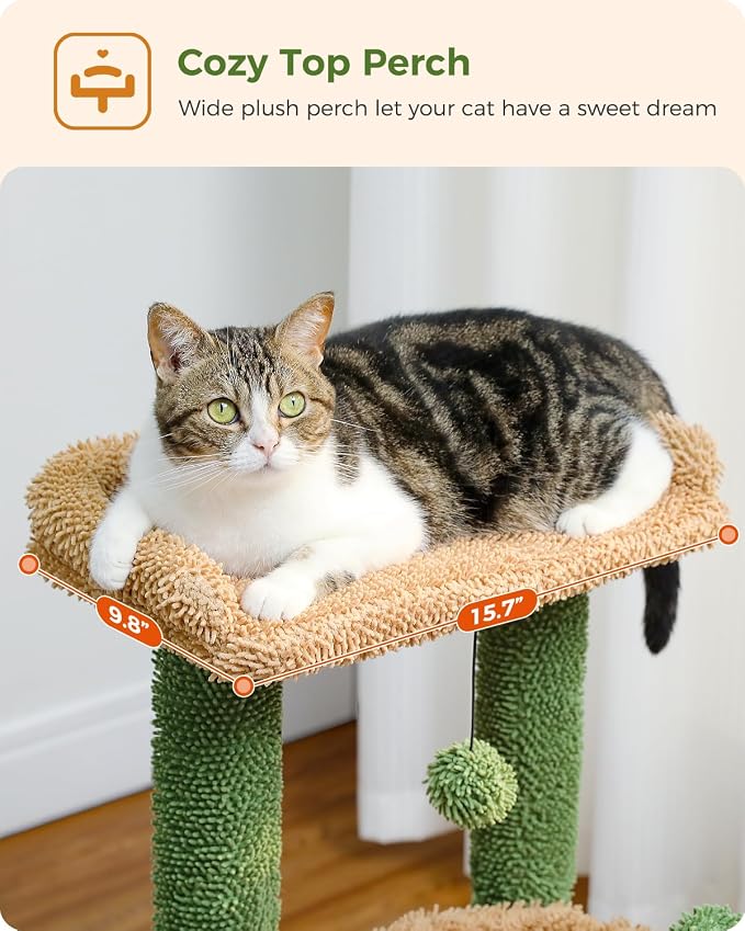 PEQULTI 4-in-1 Cactus Cat Tree, Cat Scratching Post - Image 7