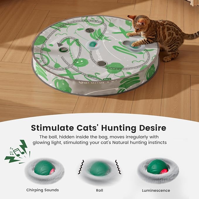 Gardner Pet Interactive Cat Toys Ball, Self Moving Ball in 4 Holes Play Mat - Image 3
