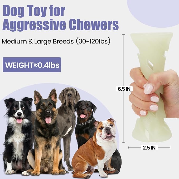 Glow in The Dark Dog Chew Toy, Rubber Dog Toys to Keep Them Busy, Interactive - Image 5