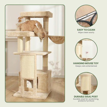 Cat Tree, 50.31-Inch Cat Tower for Indoor Cats, Cat House - Image 5