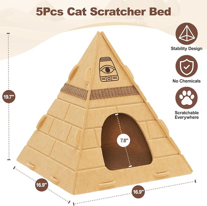 Cat House for Indoor Cats, Scratch-Resistant Cat Cave, Felt Cat Hideaway - Image 4