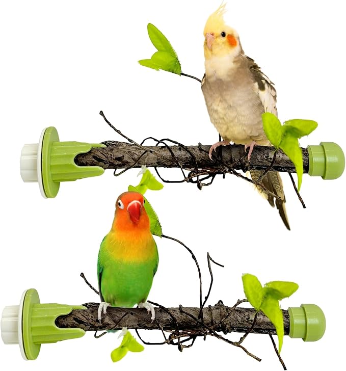 PINVNBY 2 PCS Bird Perches Simulation Branch Parrot Cage Perch Stand by PINVNBY