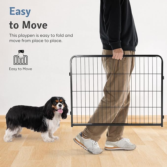 DUMOS Dog Playpen Indoor, Metal 32 Inch 16 Panels Foldable Pet Fence - Image 3