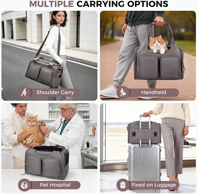 Dog, Cat Carrier for Pets Up to 15 Lbs, Airline Approved Collapsible Soft-Sided - Image 6