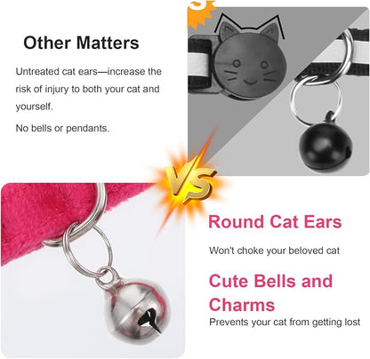 2 Pcs Pink Cat Collar with Bow Bells Breakaway Cat Bowtie Collar with Bell - Image 4