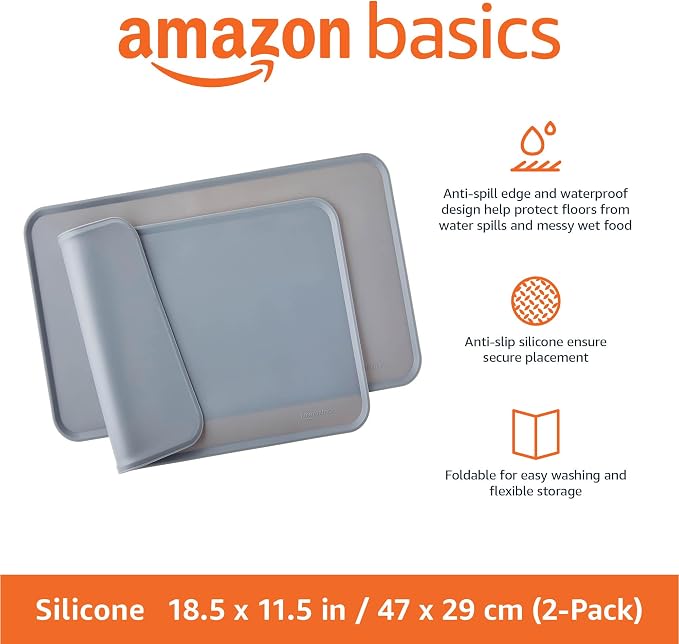 Amazon Basics Waterproof Non-Slip Silicone Pet Feeding Mat - Image 2