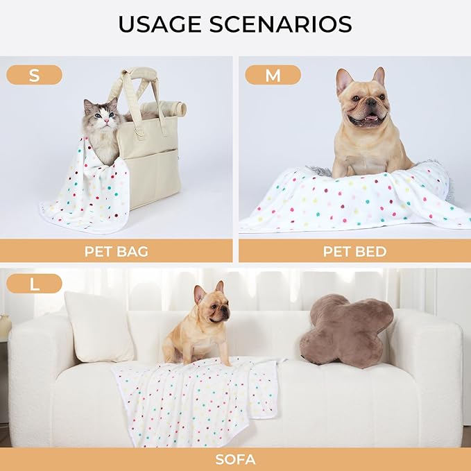 1 Pack 3 Blankets Super Soft Cute Dot Pattern Pet Blanket Flannel Throw - Image 2
