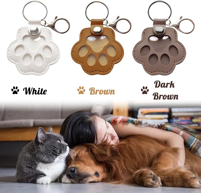 Dog Hair Keychain, Leather Pet Hair Collector Keychains, Pet Fur Keepsake Gift - Image 2
