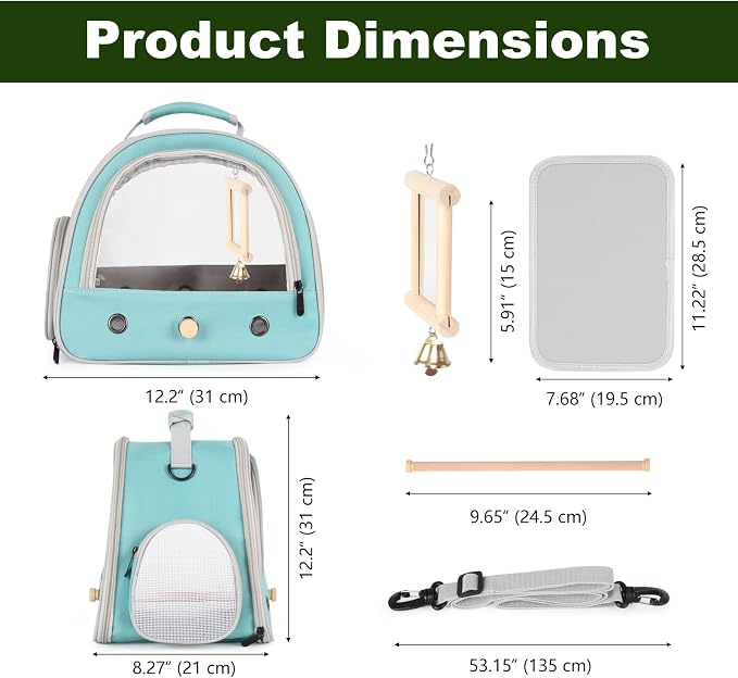 Parrot Travel Cage with Bird Cage Bells Mirror Set, Portable Small Bird - Image 2