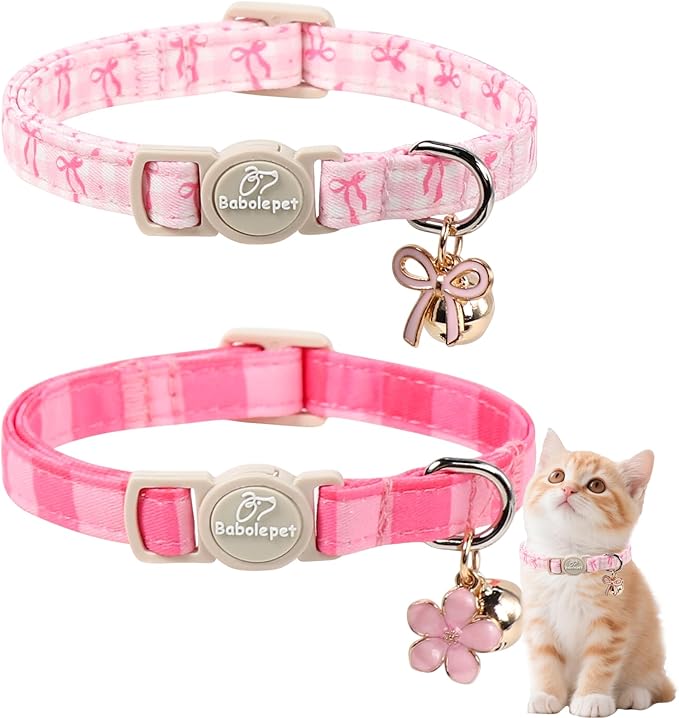 2 Pack Pink Cat Collars by Babolepet