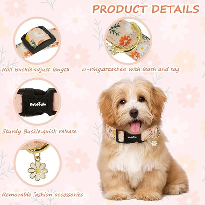 Dog Collar for Extra Small Dogs, Spring &Summer Theme Orange Small Dog Collars - Image 4