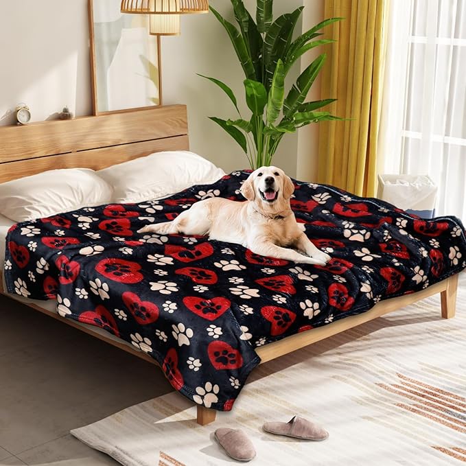 Dog Blankets for Large Dogs, Fuzzy Soft Pet Mat Throw Cover for Kennel Crate Bed by Gowyeg