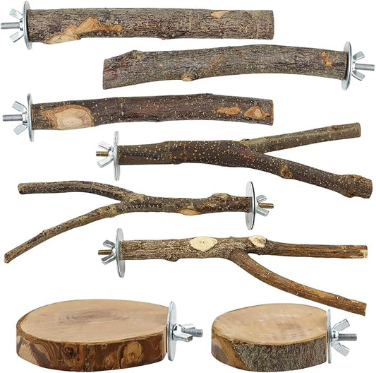 8-Piece Set Natural Wood Bird Perches by Unknown