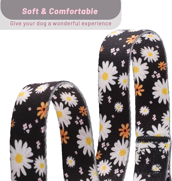QQPETS Adjustable Soft Dog Collar: Print Flower Pink Multicolor Cute Patterns - Image 4