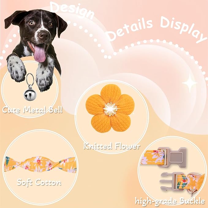 Medium Dog Collar with Flower, Dog Collars - Image 2