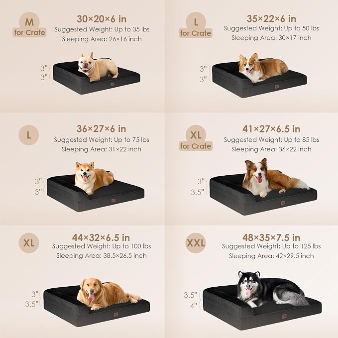 EHEYCIGA Orthopedic Dog Bed Medium Size Dogs, Memory Foam Dog Bed - Image 2