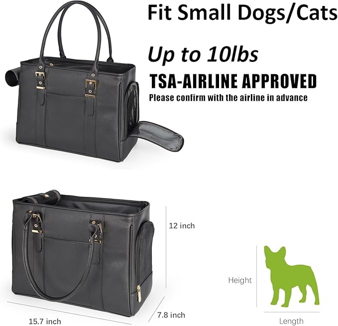 Fashion Pet Carrier Dog Purse Cat Bag Soft-Sided Carriers Travel Airline - Image 2