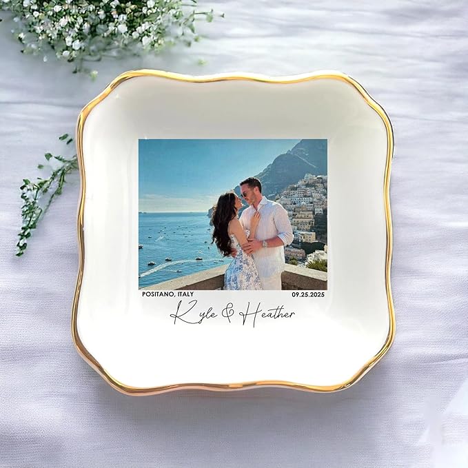 Custom Couple Portrait Photo Ring Dish, Personalized Picture Trinket Tray - Image 3
