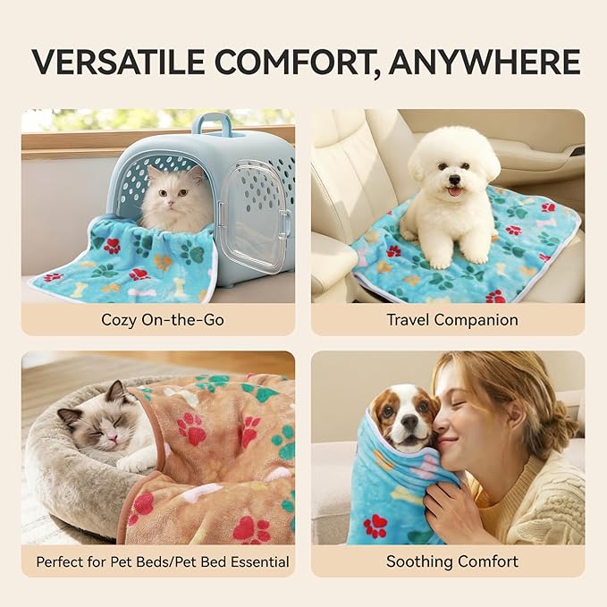 LINENLUX 1 Pack 3 Blankets Super Soft Fluffy Premium Fleece Dog Blankets - Image 3