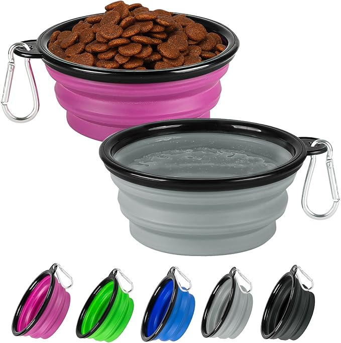 Collapsible Dog Bowl 2 Pack, Dog Water Bowls by HOSCAPE