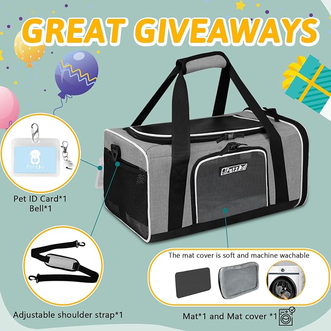 Petskd Pet Carrier 17x12x8.5 JetBlue Allegiant Airline Approved, Pet Travel - Image 7
